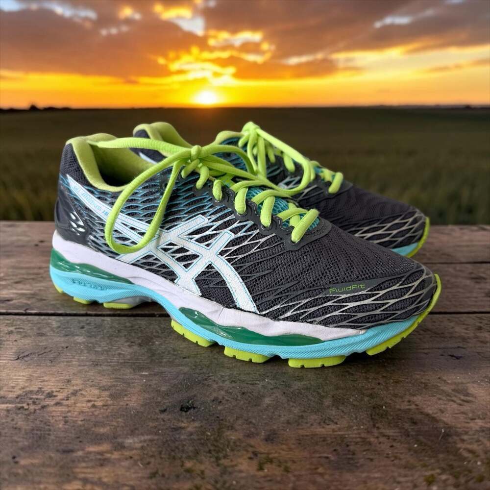 ASICS GEL-Nimbus 18 Women's Running Shoes in Titanium/White/Turquoise/Lime